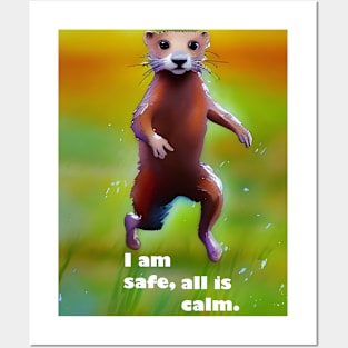 Safety mantra with weasel, cute, watercolor, artistic Posters and Art